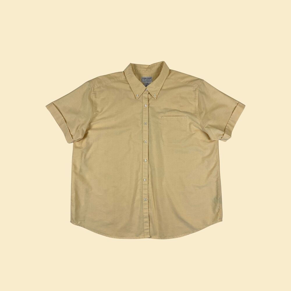 90s size 18 yellow blouse by Cabin Creek, vintage 1990s button down womens shirt